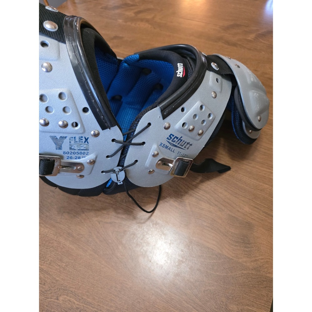 Schutt Y-Flex 4.0 All Purpose Youth Football Shoulder Pads XS 11-12" Silver blue